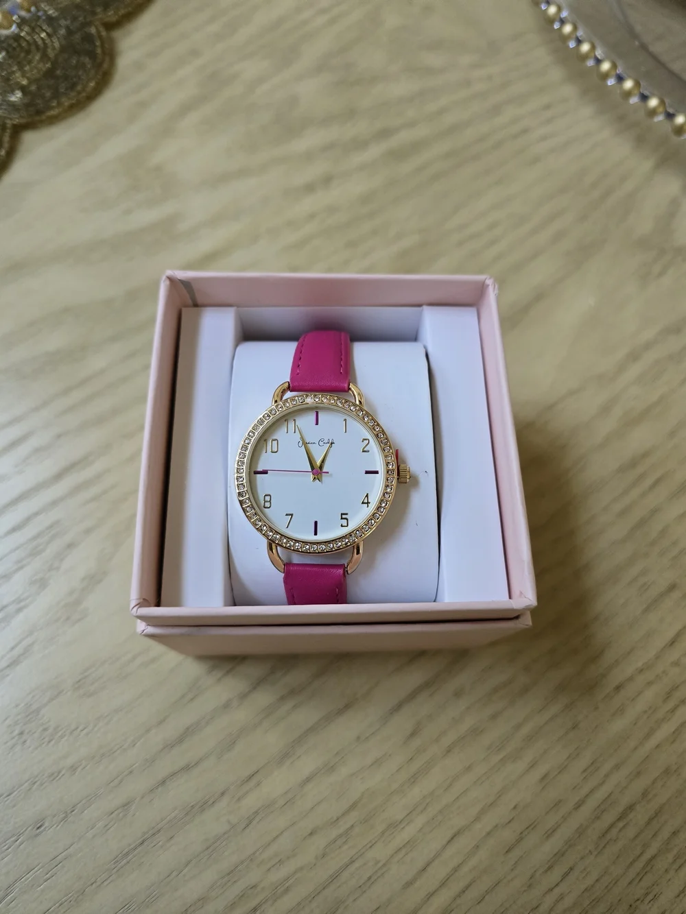 Pink Crystal-Accent Ladies Watch